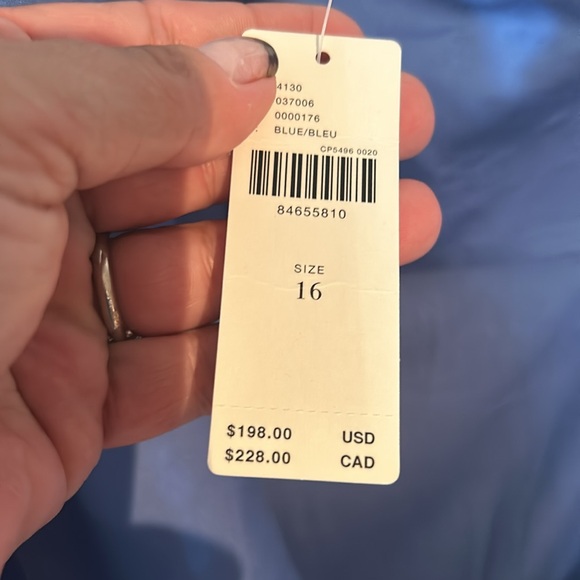 NWT Anthropologie Asymmetrical Lace Blue Maxi Dress Size 16 - Picture 8 of 15